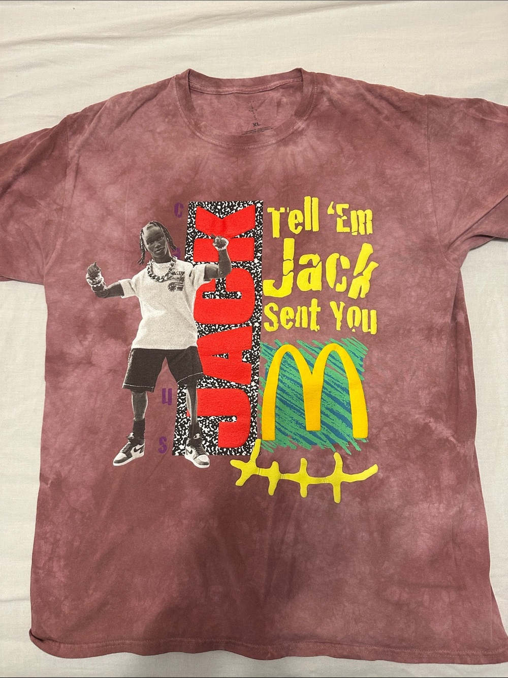 TRAVIS SCOTT x MCDONALDS  'Tell 'Em Jack Sent You' Graphic Tee in Dusty Mauve